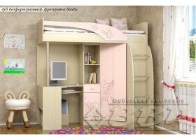 Детская кровать Беби МДФ Дуб белфорт/розовый